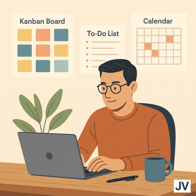 Solopreneur engaging with personal project management tools