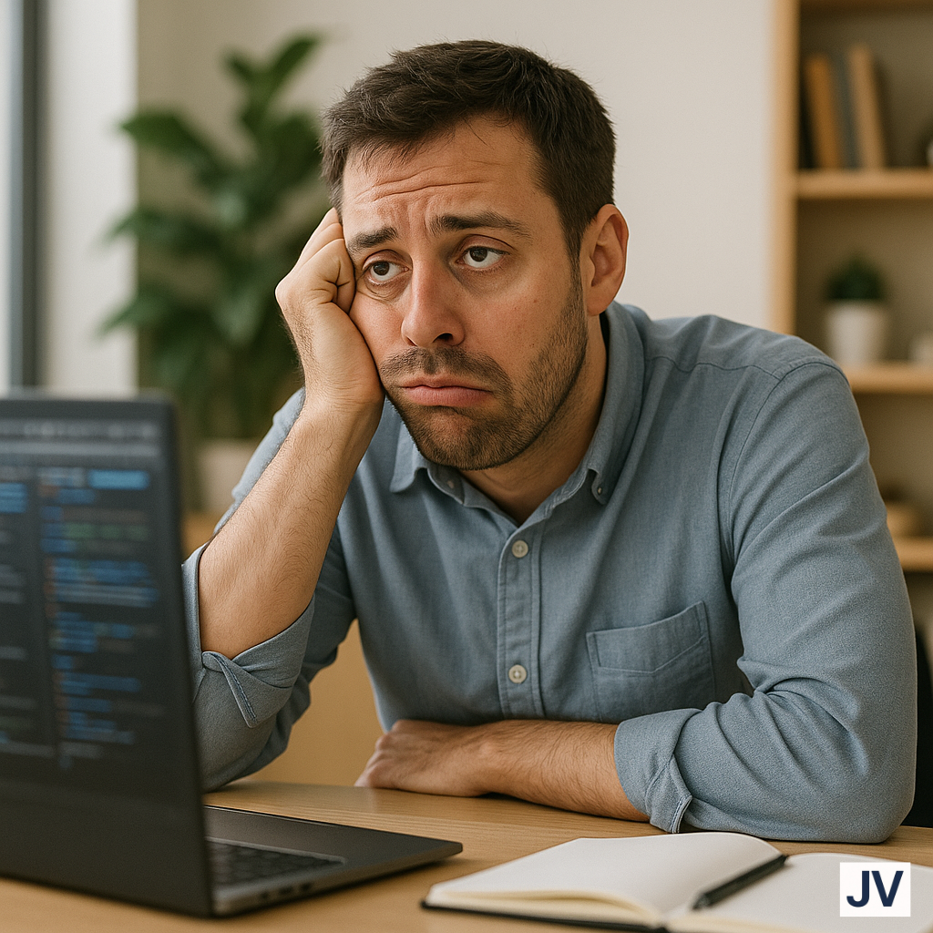 Drained solopreneur in need of mindful productivity.